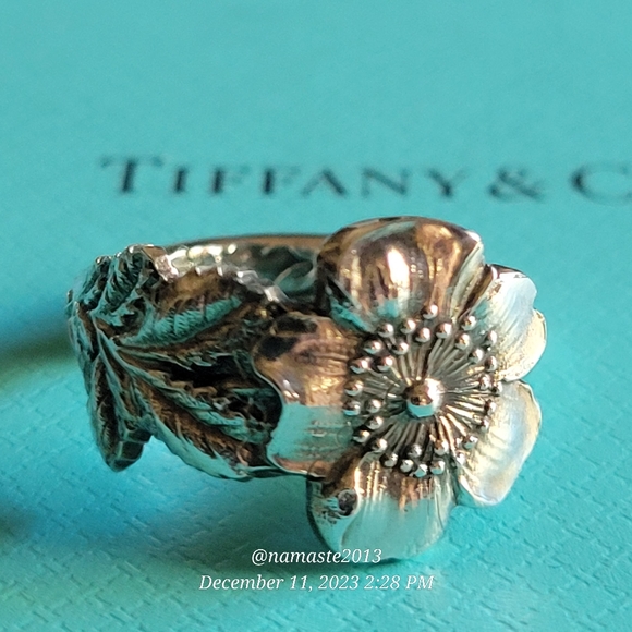 Tiffany & Co. Jewelry - 1885 Tiffany & Company Wild Rose Spoon Ring Handcrafted in Sterling Silver #58